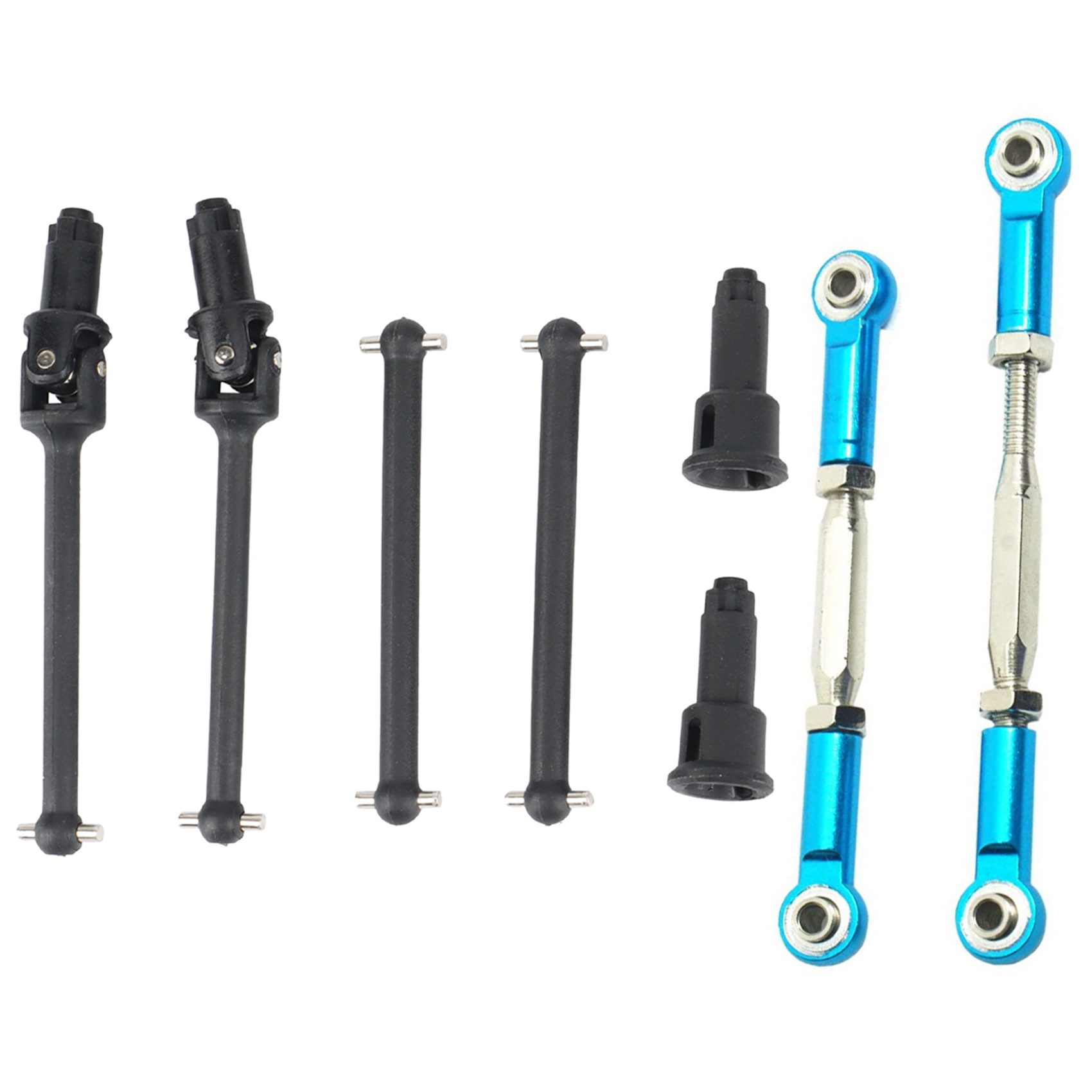 NAMUNY 2 Set RC Car Part: 1 Set RC Car Steering Pull Rod Upgrade Part & 1 Set Metal Suspension Toe Link Tie Rod Set