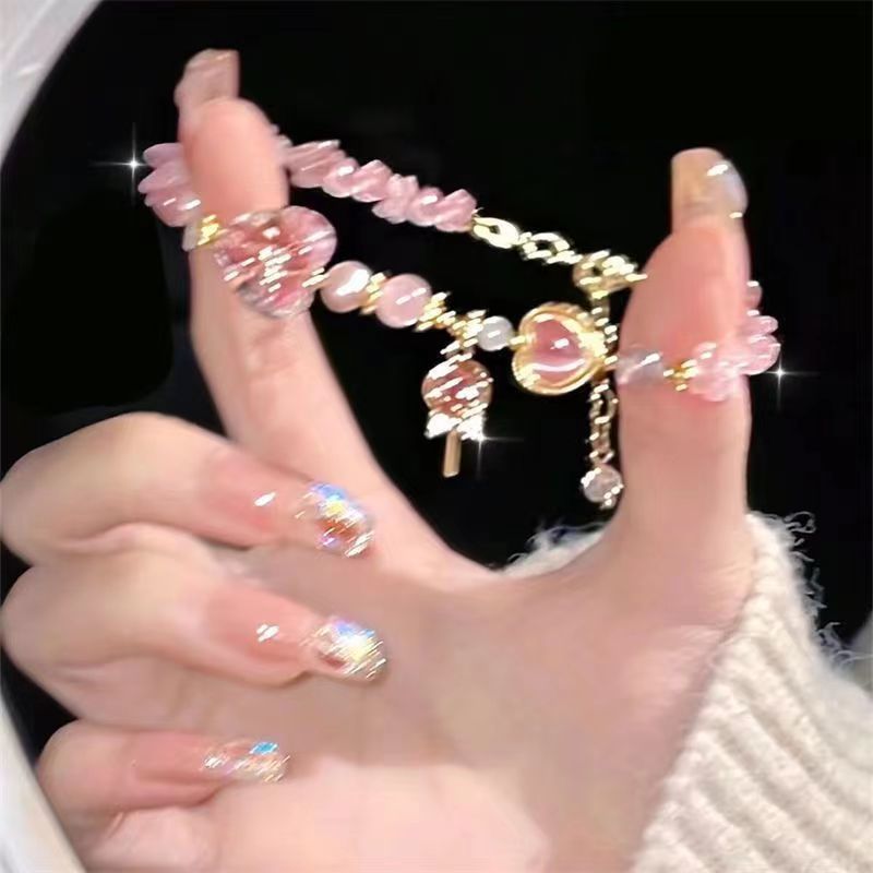 【New arrival】Sweet Crit "Pink Candy Bracelet Female Sweet Niche Design Advanced Sense Exquisite Unique All-match Bracelet