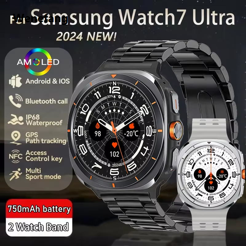 Wenefang Suitable for Samsung Galaxy Watch 7 Ultra New NFC smart watch men Profesional 1.43-inch AMOLED Bluetooth call waterproof sports smart watch