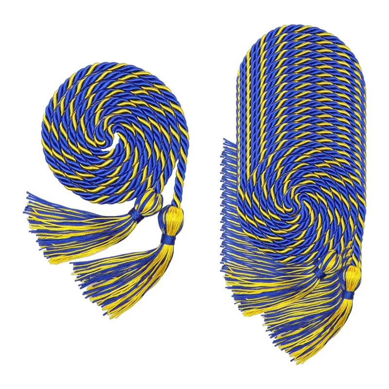 Bundle of 20 Gold and Blue Tasseled Graduation Cords for Academic Honors At Bachelor, Master, Doctor Levels