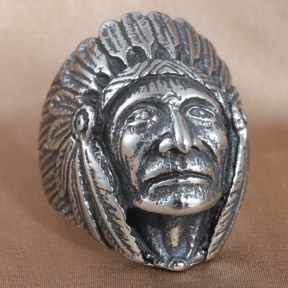 【Prices are low- don't beslow】Jewelry titanium steel tribal skull ring retro men punk stainless steel finger ring 213038