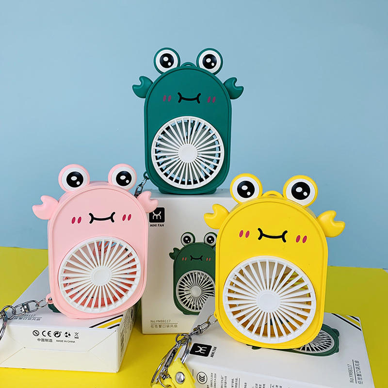 Spunky Add-ons New Cartoon Cute Small Crab Keychain Hand-Held Portable Usb Charging Key Chain Creative Mini Fan Outdoor Couple Keyring Gifts