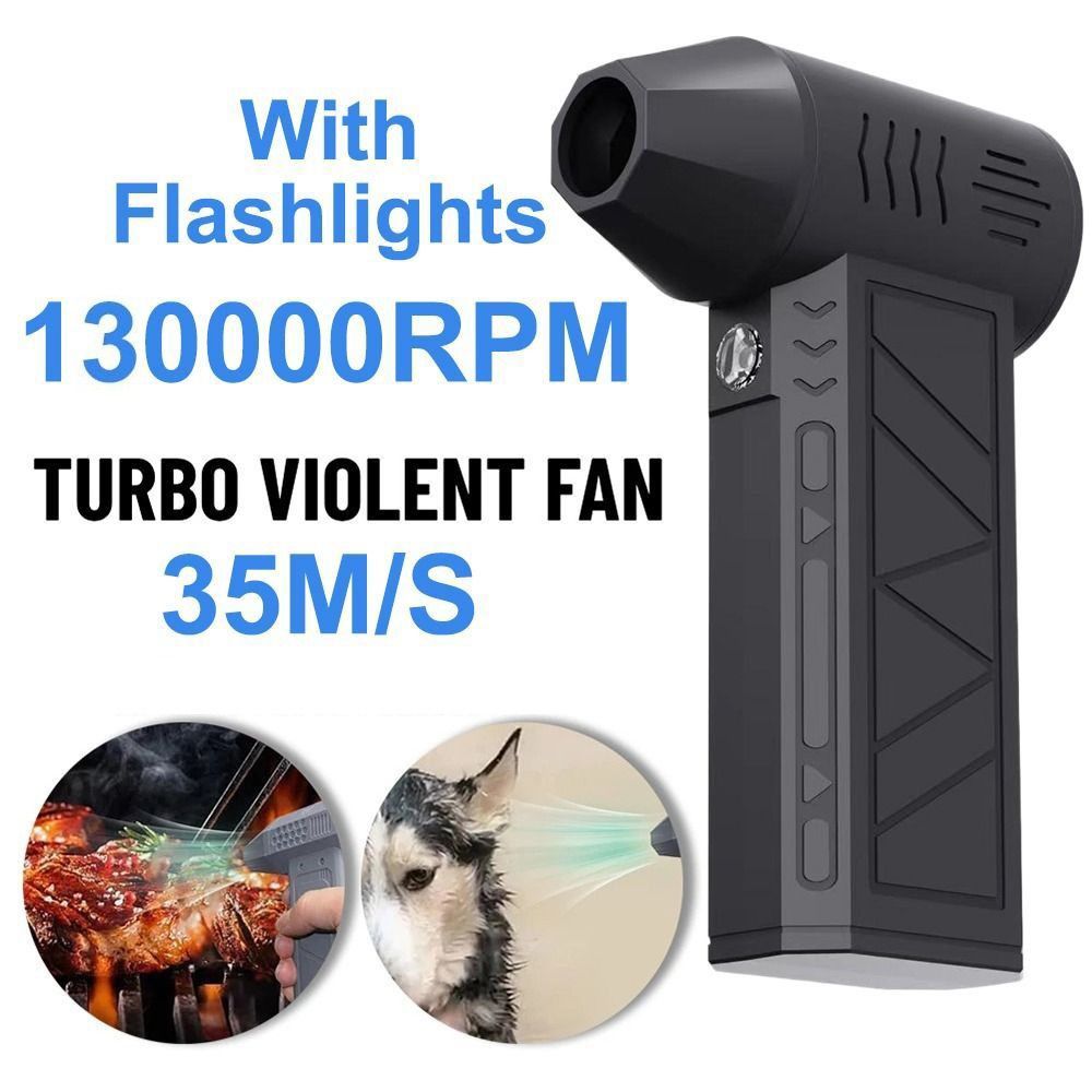 Camping Wind Speed 35m/s 130000RPM Turbofan With Flashlights Dust Removal Violent Turbo Fan Dust Blower Powerful Compressed Air Duster Cleaner