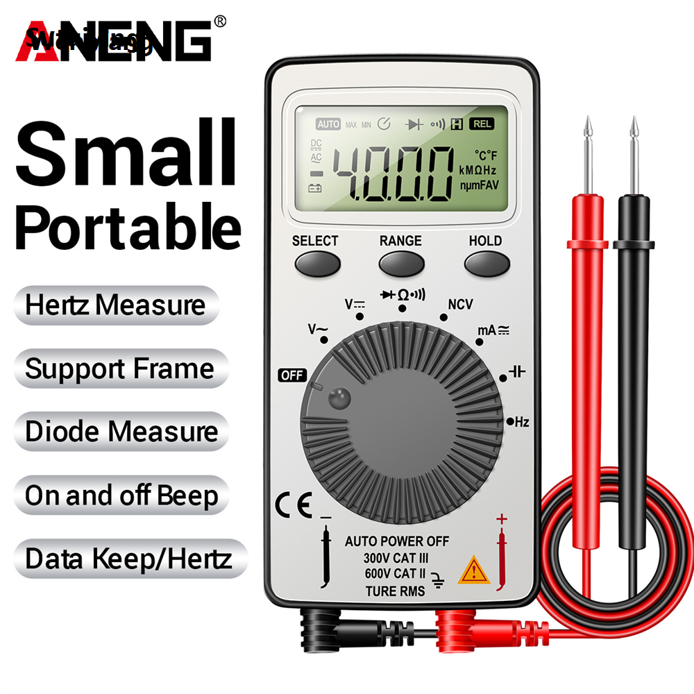 Wenefang Sutuiying ANENG AN101 1999 Counts Mini Professional Digital Multimeter AC/DC 【2025 Version】 Portable Voltage Tester Automotive Current Tester Electrician Tools