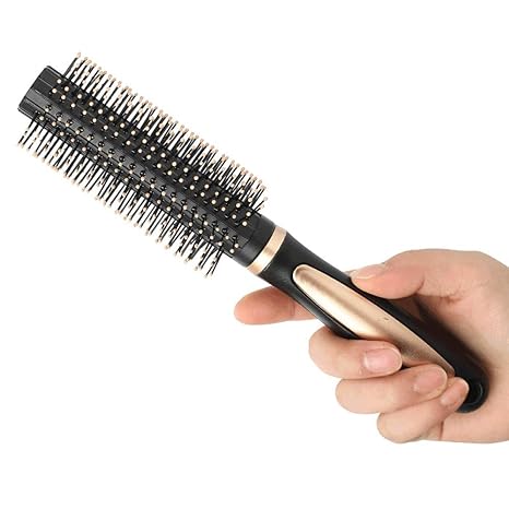 1 Piece Black Durable Round Hair Brush For Daily Use - Round Cushion Comb Brush Scalp Massage