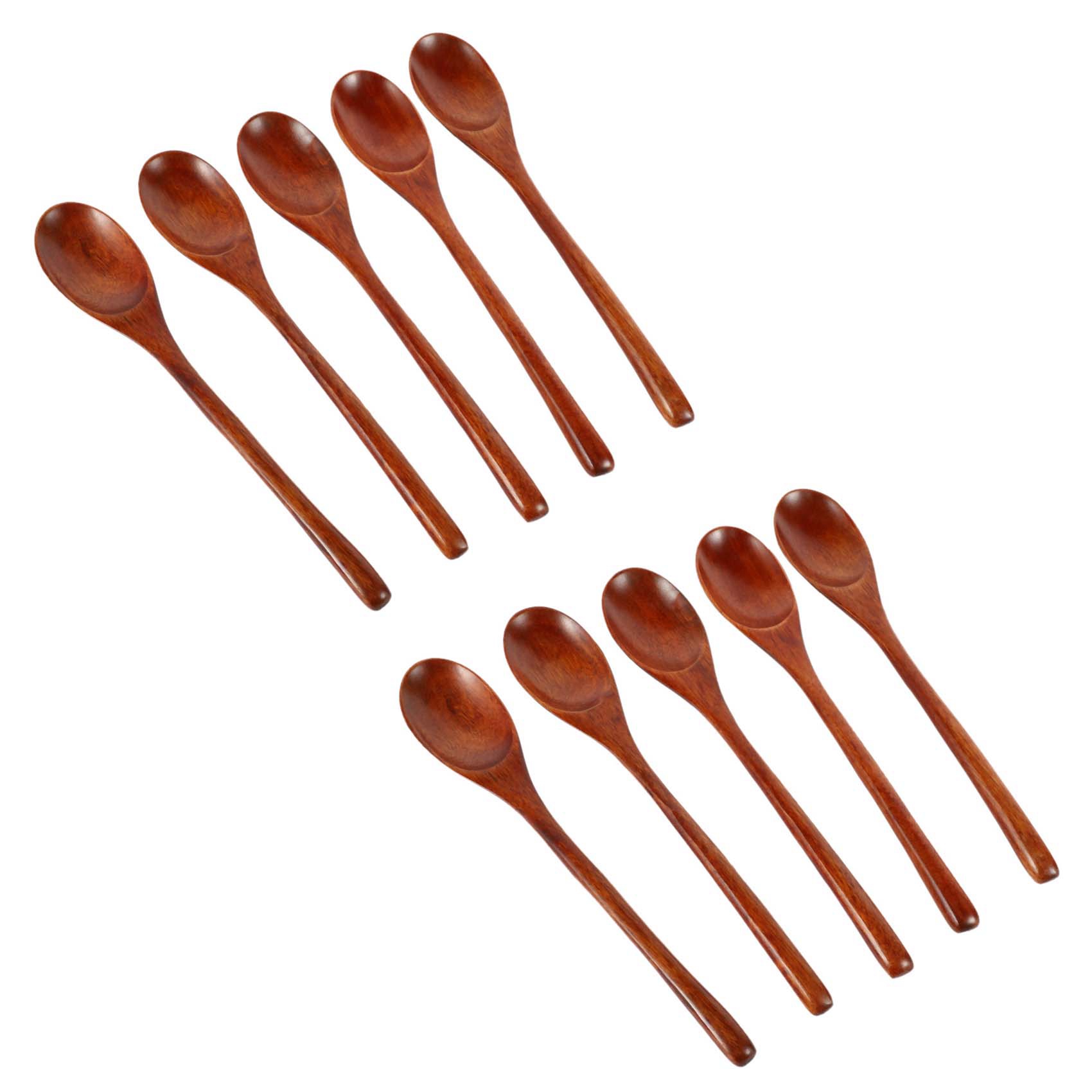 fasdaga Spoons Wooden Soup Spoon 10 Pieces Eco Friendly Tableware Natural Ellipse Wooden Ladle Spoon Set for Eating Mixing