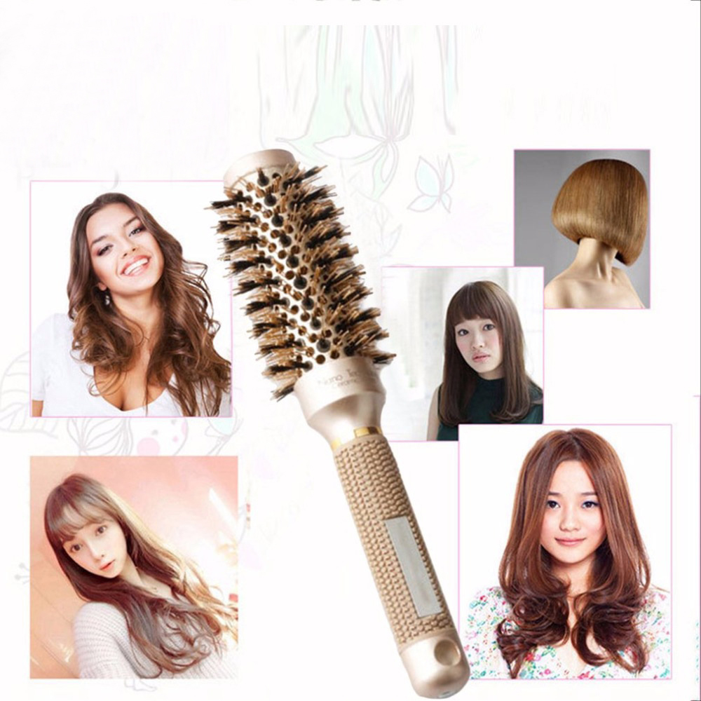 New style Round Hair Comb Beauty Salon Styling Comb] 1PC Special [Beauty Code 4 Sizes of Hair Curls Ceramic Iron Bucket Comb