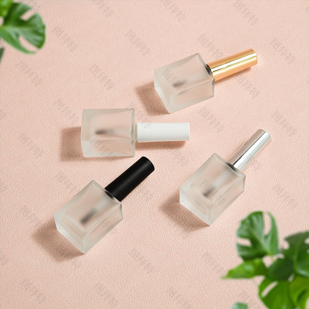 Frosted Empty Nail Polish Container Glass Nail Oil Bottle Leakproof Transparent Polish Bottle for Storage Nail Art Gift