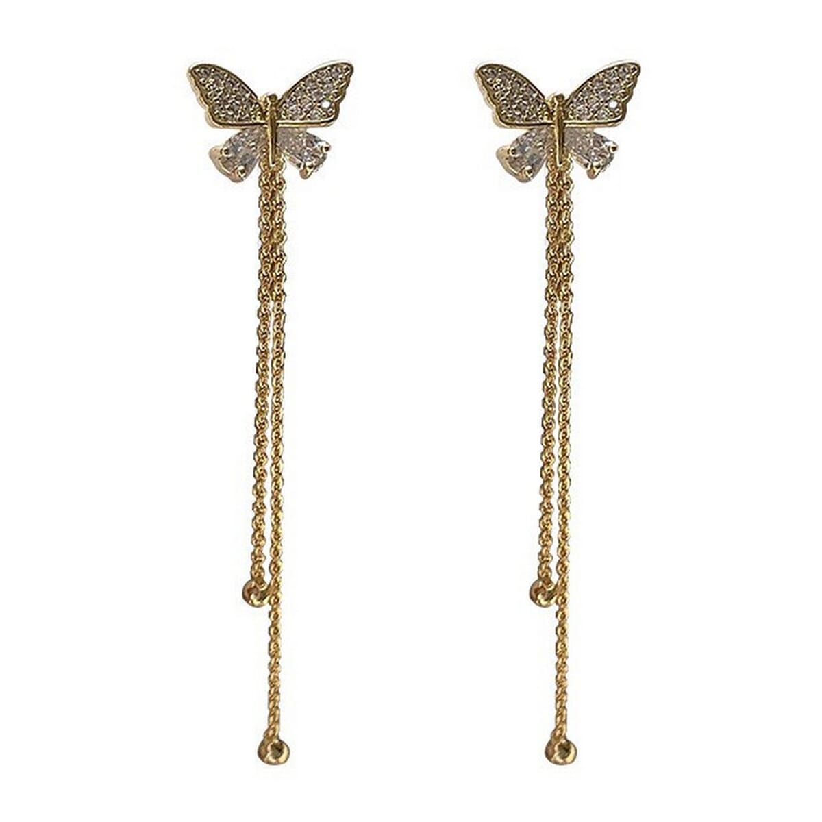 Enacolor Delicate Crystal Butterfly Earrings Zircon Earings New S925 Needle Ins Girl Korean