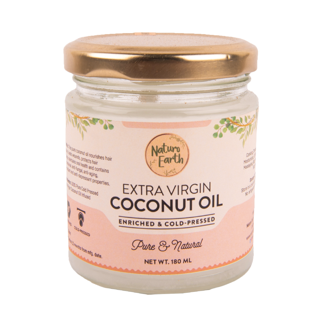 Naturo Earth Organic Cold Pressed Extra Virgin Coconut Oil 180Ml - image 1