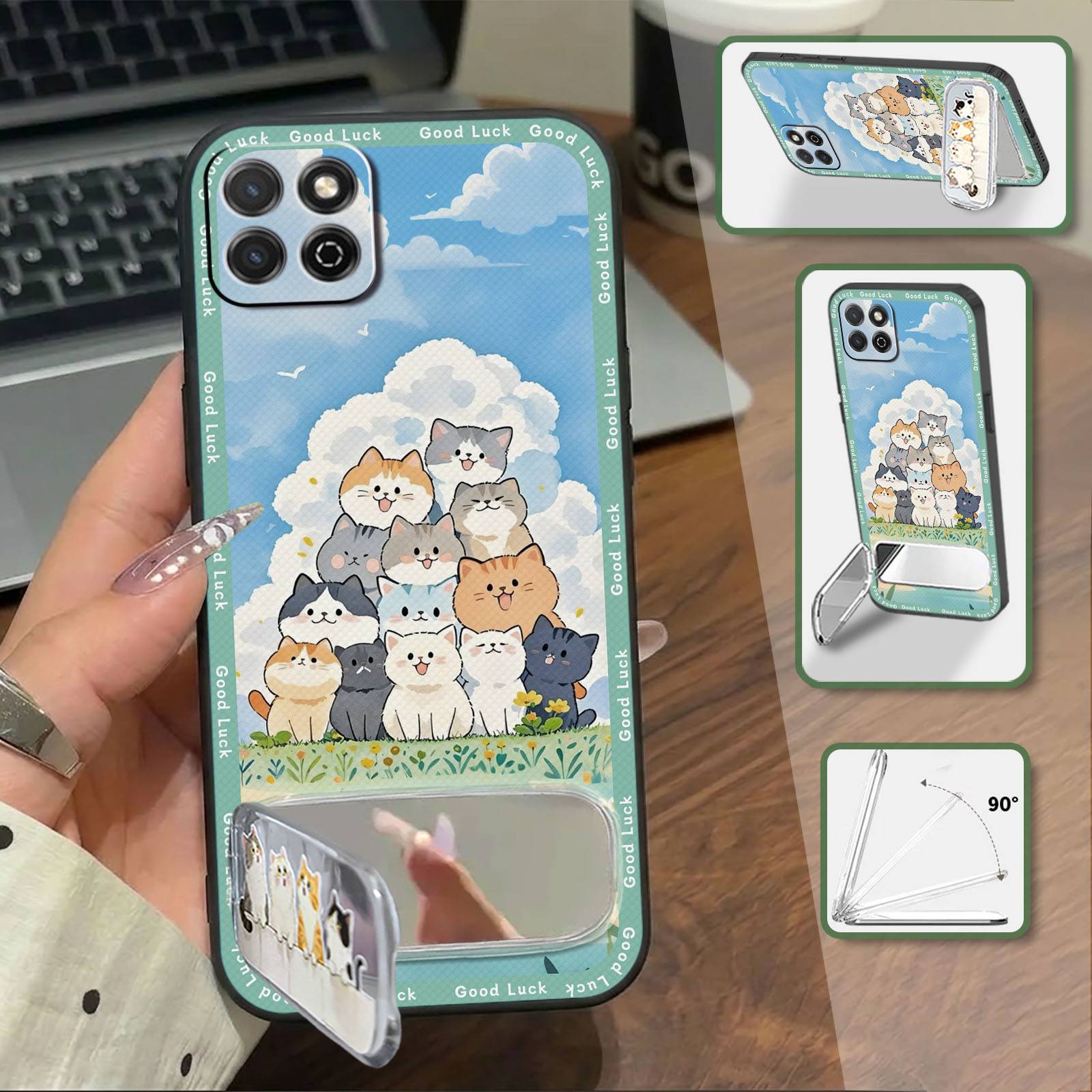 Anti-dust Anti-knock Phone Case For One Plus 9/1+9 Dirt-resistant Makeup Mirror Shockproof 3D Protective Phone Holder