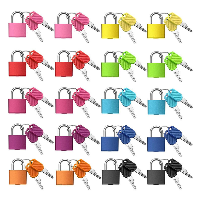 20 Pack Suitcase Locks Easy Carrying with Keys,Multicolor Small Luggage Padlocks Metal Padlocks for School Gym Classroom Matching Game