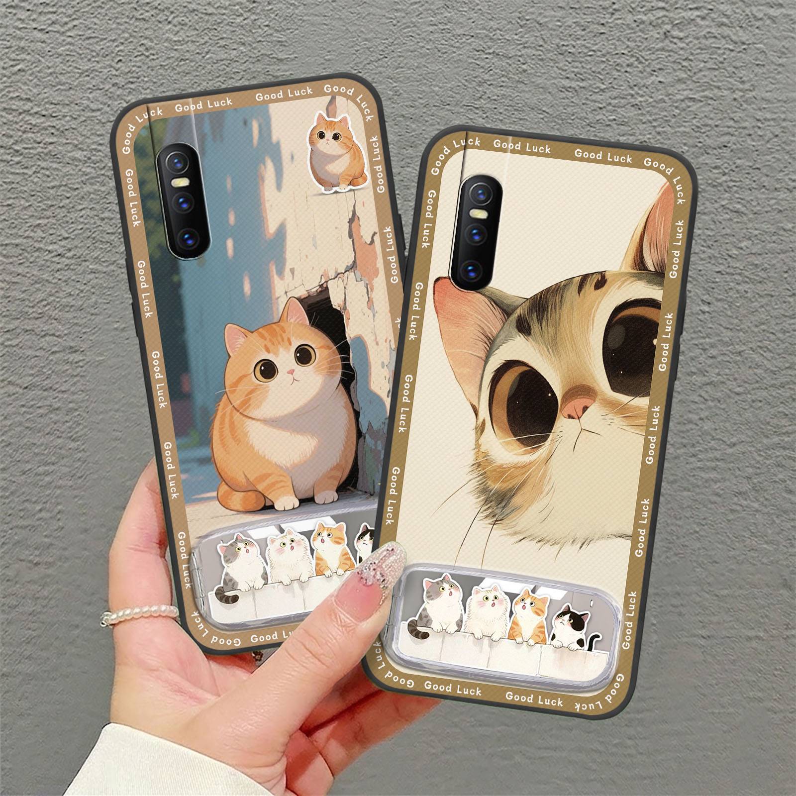 Anti-knock Dirt-resistant Phone Case For VIVO V15 Pro/S1 Pro/V1832A Phone Pouch Embroidery Kickstand Cartoon Cute 3D TPU