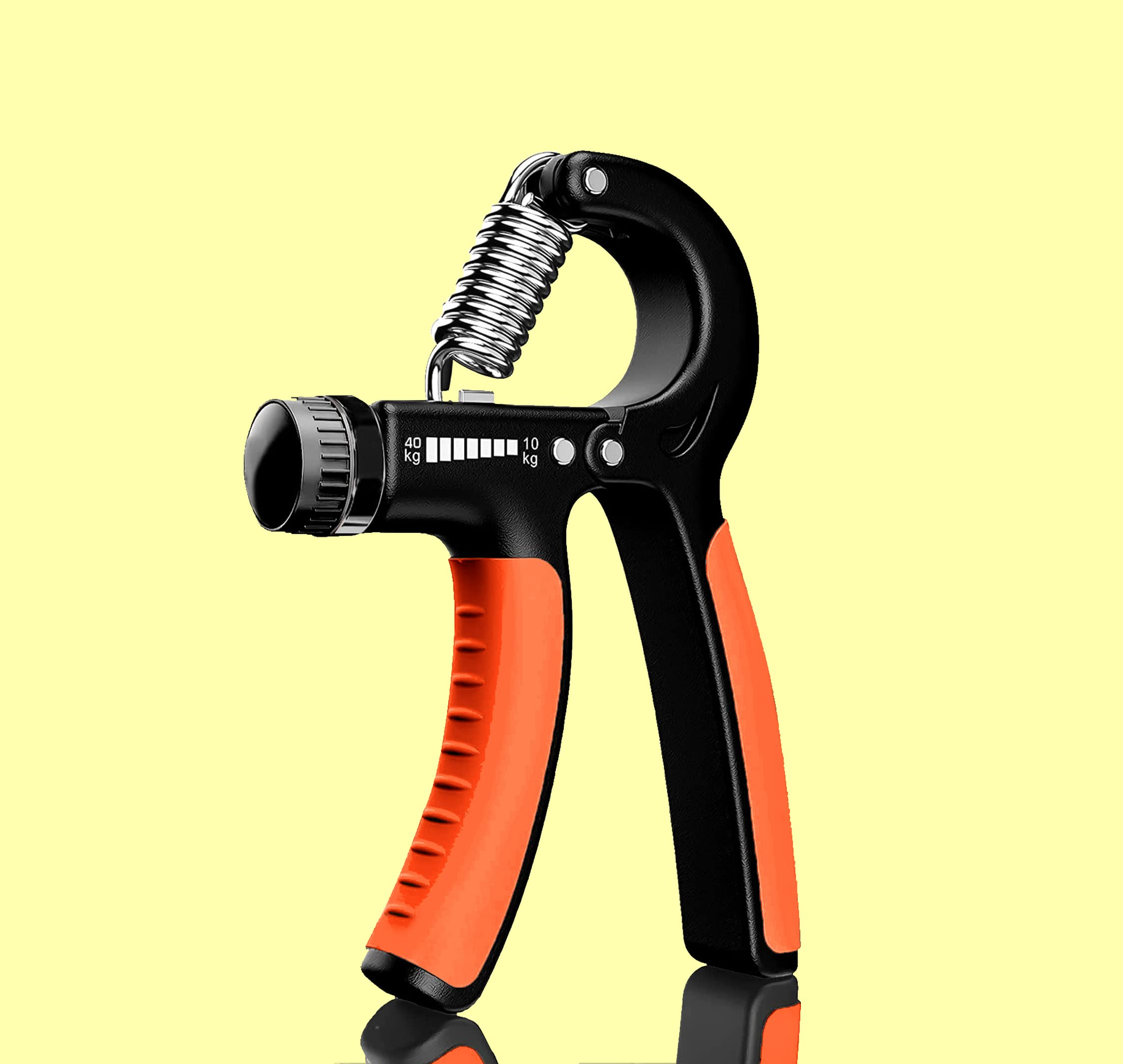 Adjustable Hand Grip for Exercises, 10 Kg to 40 Kg - Black and Orange, (16×10) cm