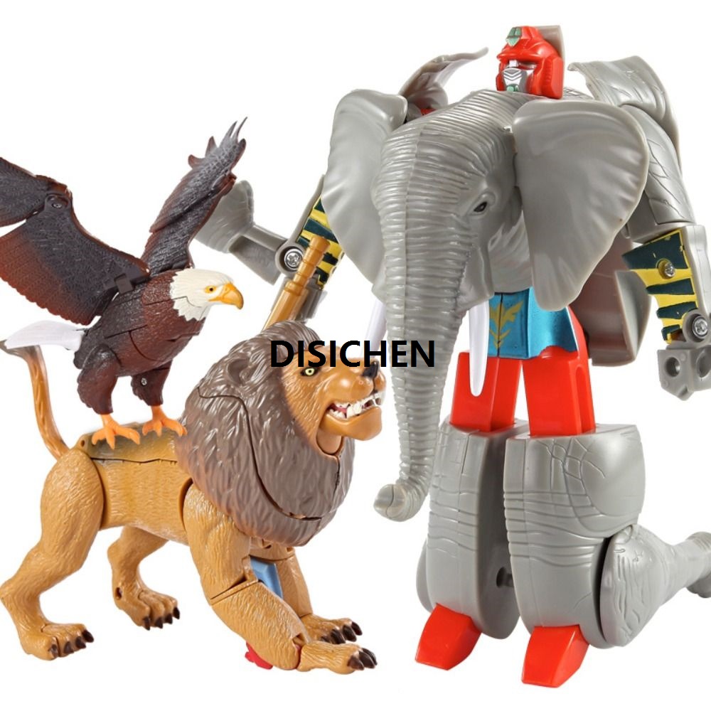 DISICHEN Novelty Funny Lion Elephant Transform Animals Robot Tiger Eagle Zoo Tiger Deformation Action Figure ABS Plastic Model Toy Model Transformation Toy Children Gifts Hot Selling