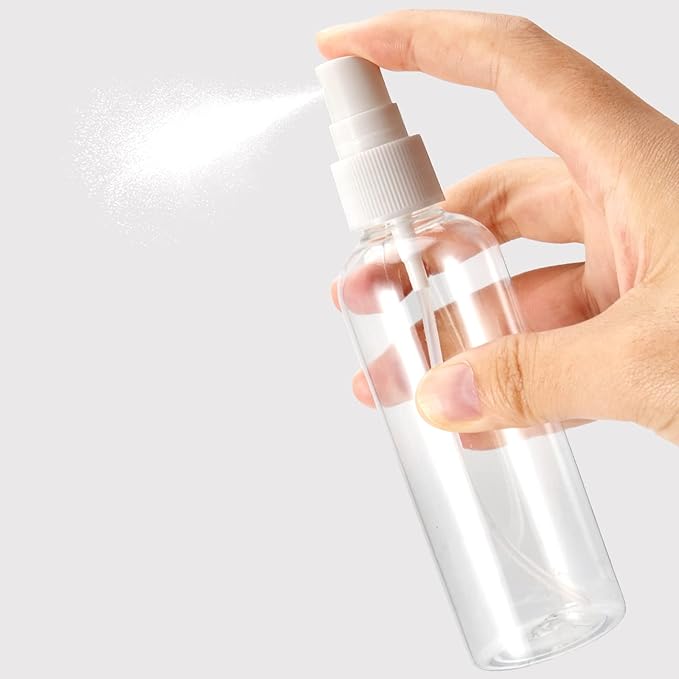 50ML Plastic Spray Bottles with Caps, Clear Empty Refillable Plastic Bottles