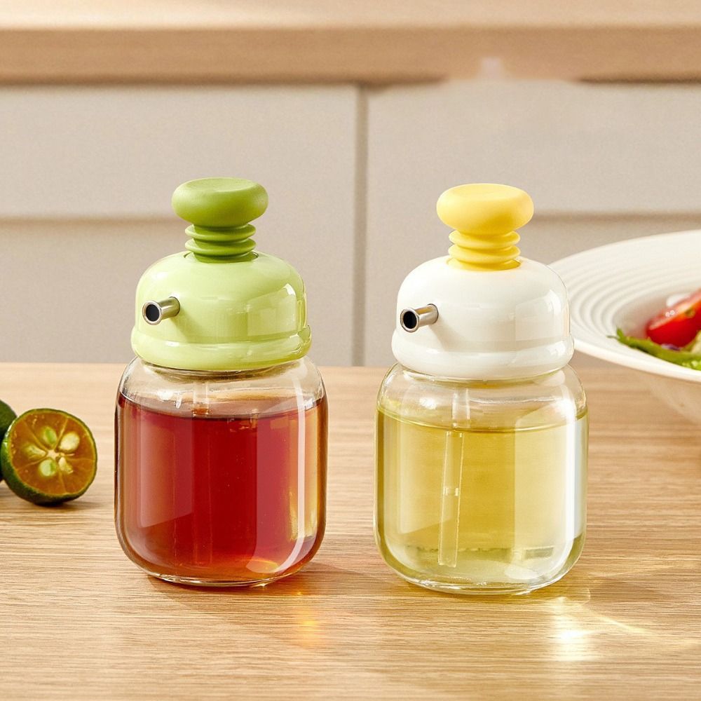 Portable Controllable Oil Output Press Type Glass Oil Bottle Refillable 100ml Oil Dispenser Mini Oil Control Bottle BBQ