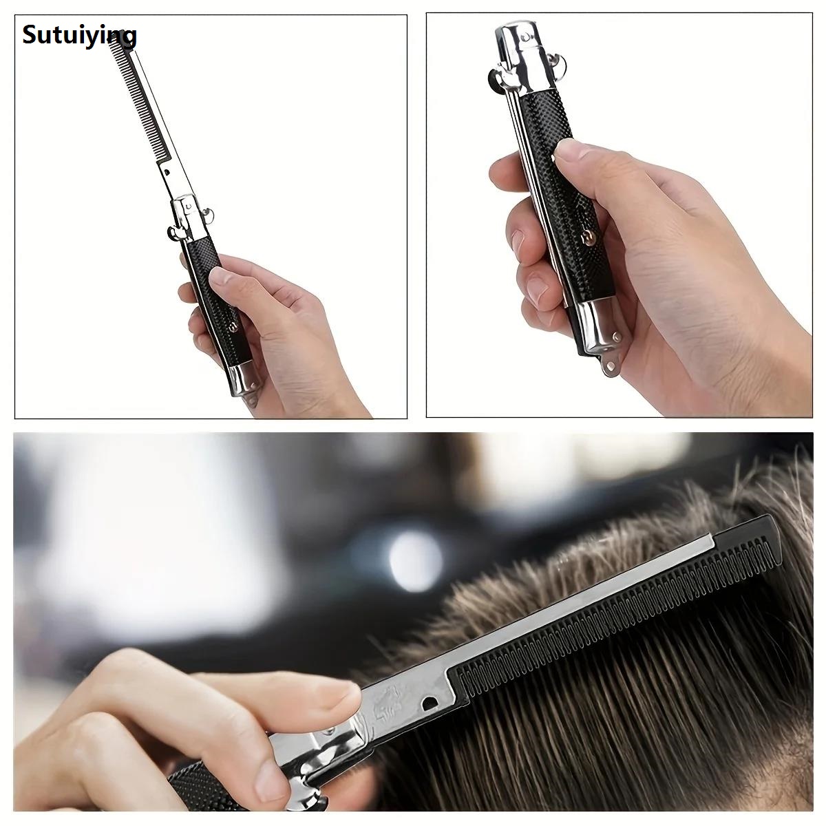 Sutuiying Portable Foldable Brushes Hair Trimmer Comb Folding Spring 【2025 Version】 Comb Automatic Combs Brush Accessories Styling Tools