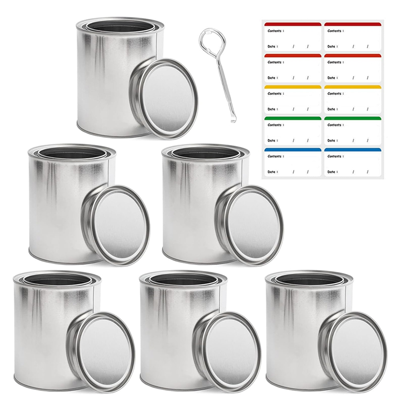Empty Paint Cans withLids 1 Quart Paint Storage Containers 6 Pieces Metal Can Buckets forPreserving Paint withBottle