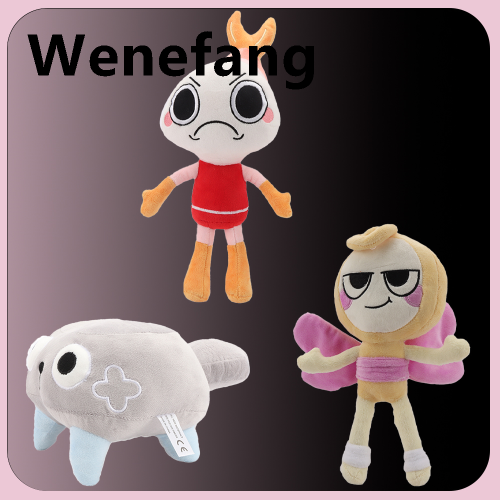 Wenefang Dandy’s World Plush Shrimpo and Glisten Plush Toy Movie Stuffed Hot Selling Animals Cute Anime Pebble Dog Doll Toys for Kids Birthday Gift