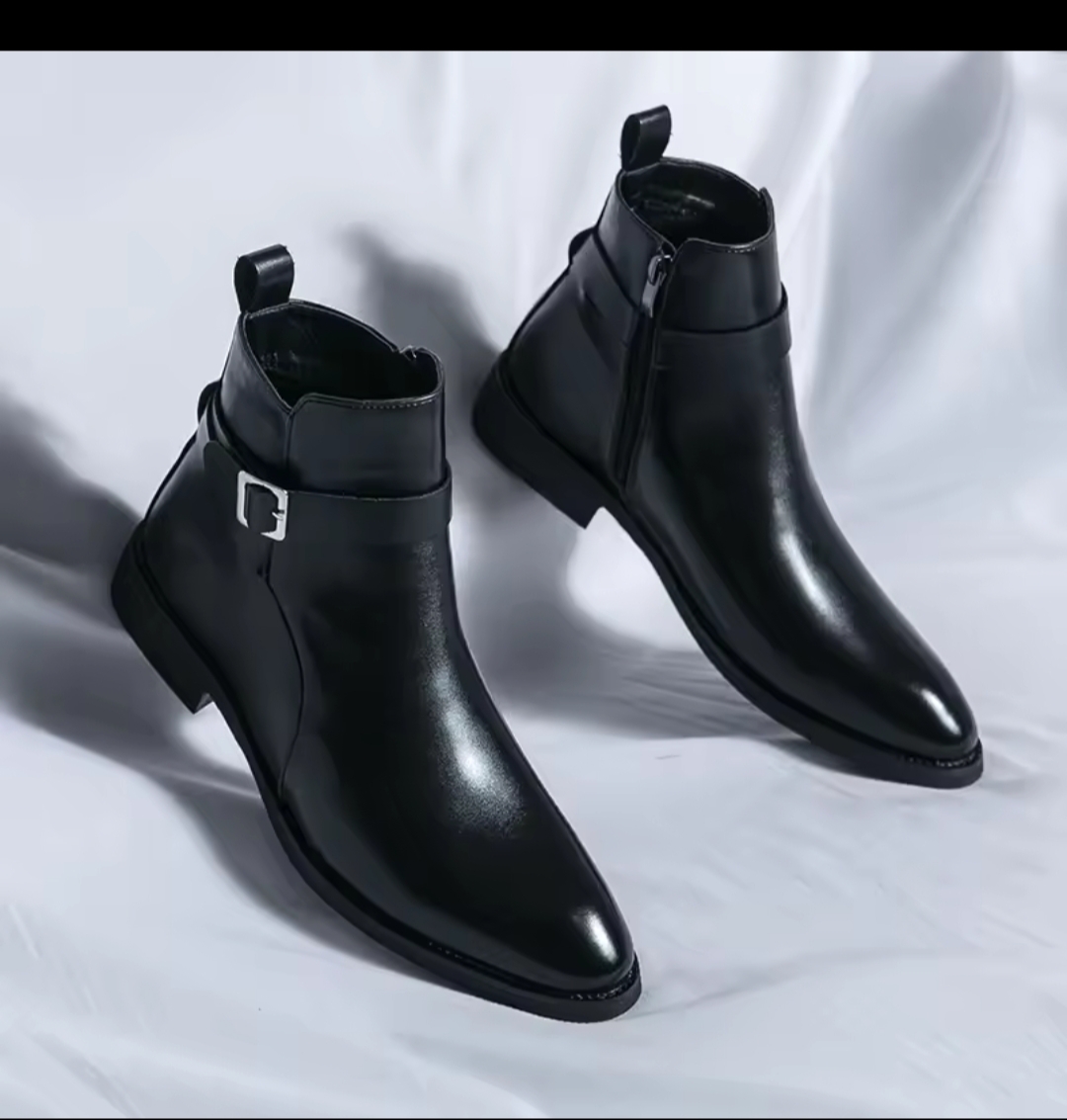 New Zip Black Leather Classic Ankle Boots
