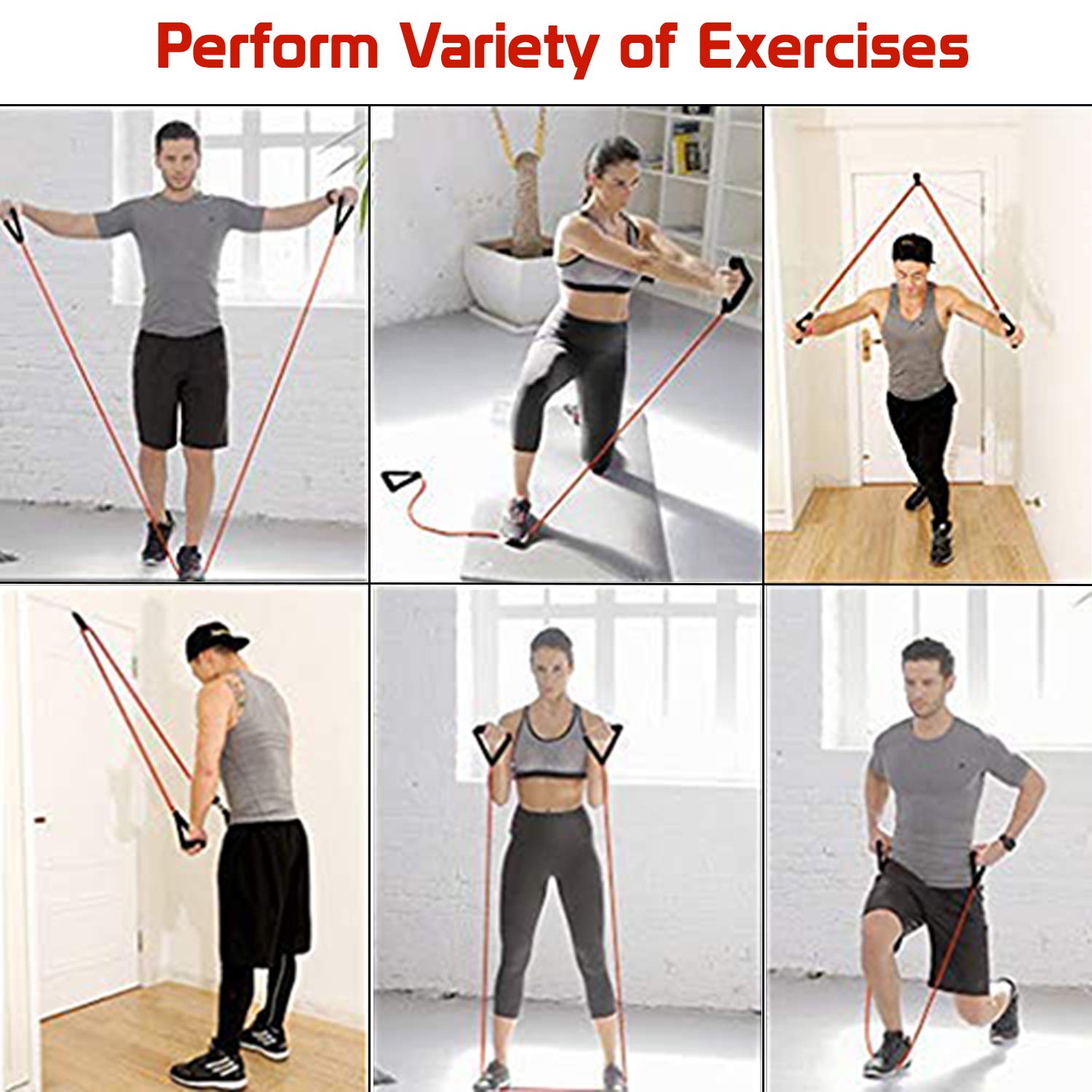 Silver Professional Resistance Tubing With Soft Grip Handles for Strength Training