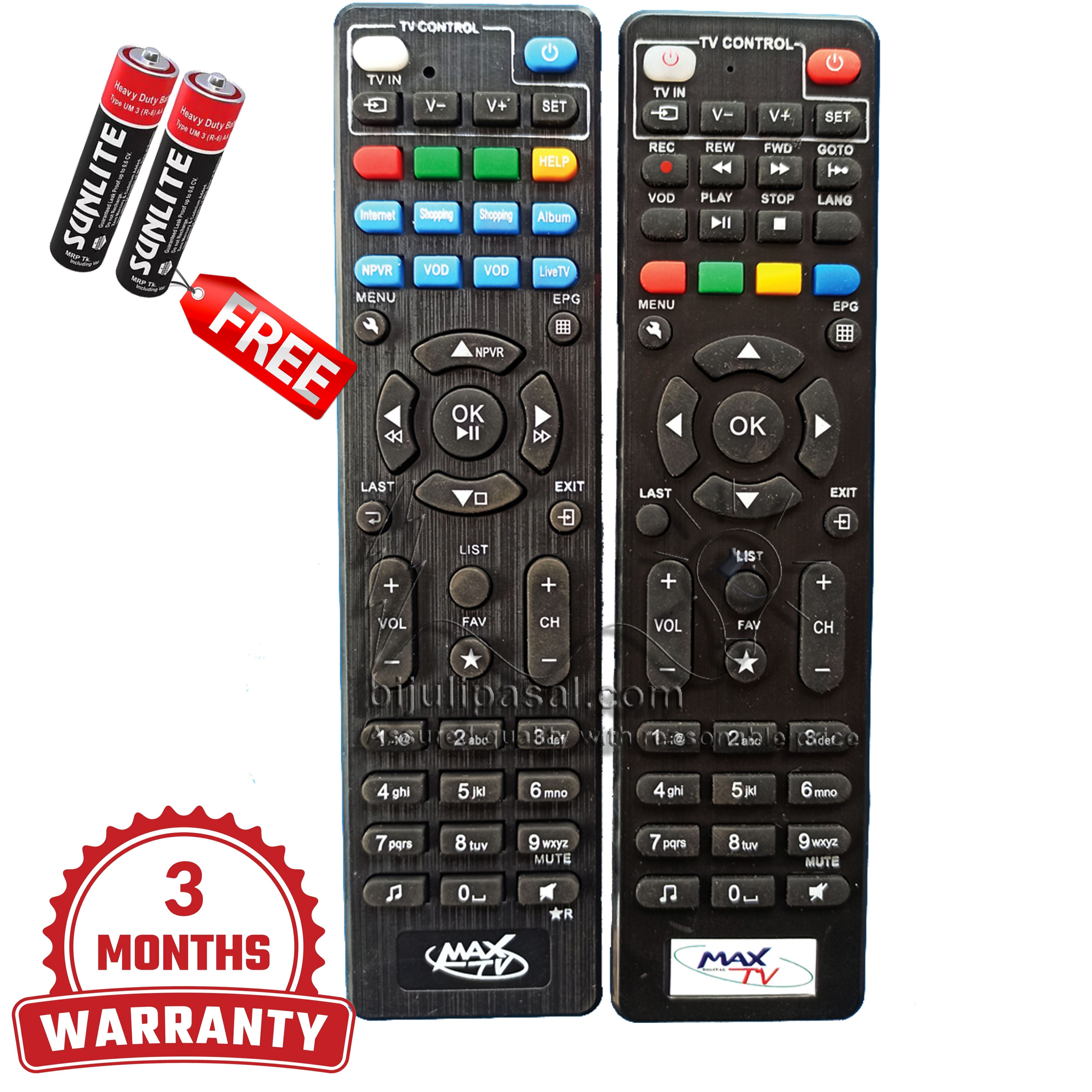Max TV Remote For Maxtv Set Top Box