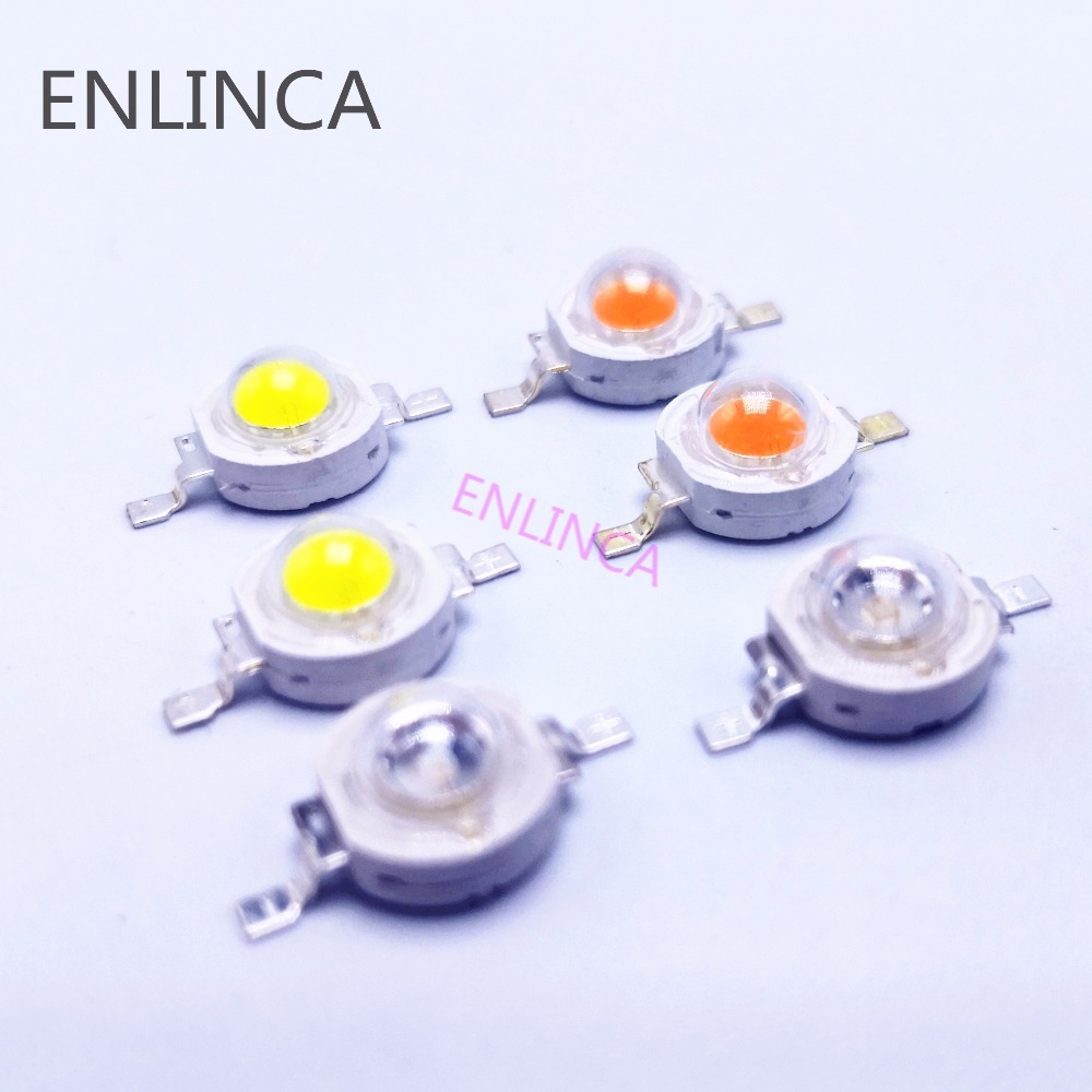 10pcs 1W 3W High Power LED lamp Bulb Diodes SMD 110-120LM LEDs Chip For 3W - 18W Spot light Downlight warm cold white green blue