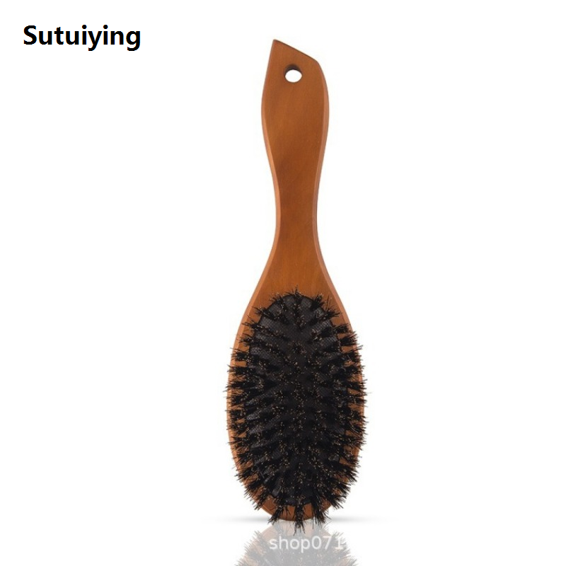 Sutuiying Natural Boar Bristle Brush Comb Anti-Static Oval Hairdressing Fifty percent discount Hair Styly Comb Wood Woman Hairbrush