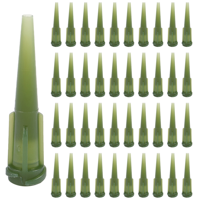 fasdaga 300 Pcs Green Plastic Tapered Pinhead Glue Liquid Dispenser Needles 14G