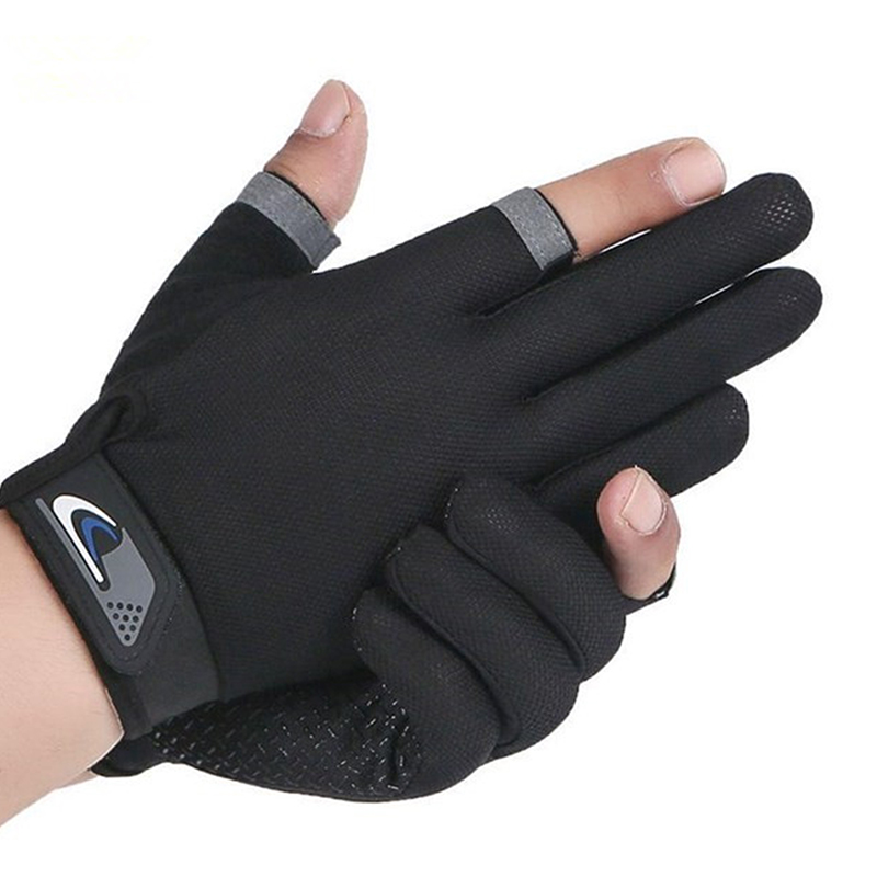 Breathable men's bicycle sport cut fishing pair 1 glove 2 finger gloves ZHANGBEI
