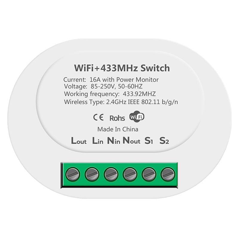 RF433 WiFi Smart Switch Tuya 16A Light Switch Home Breaker Relay,A