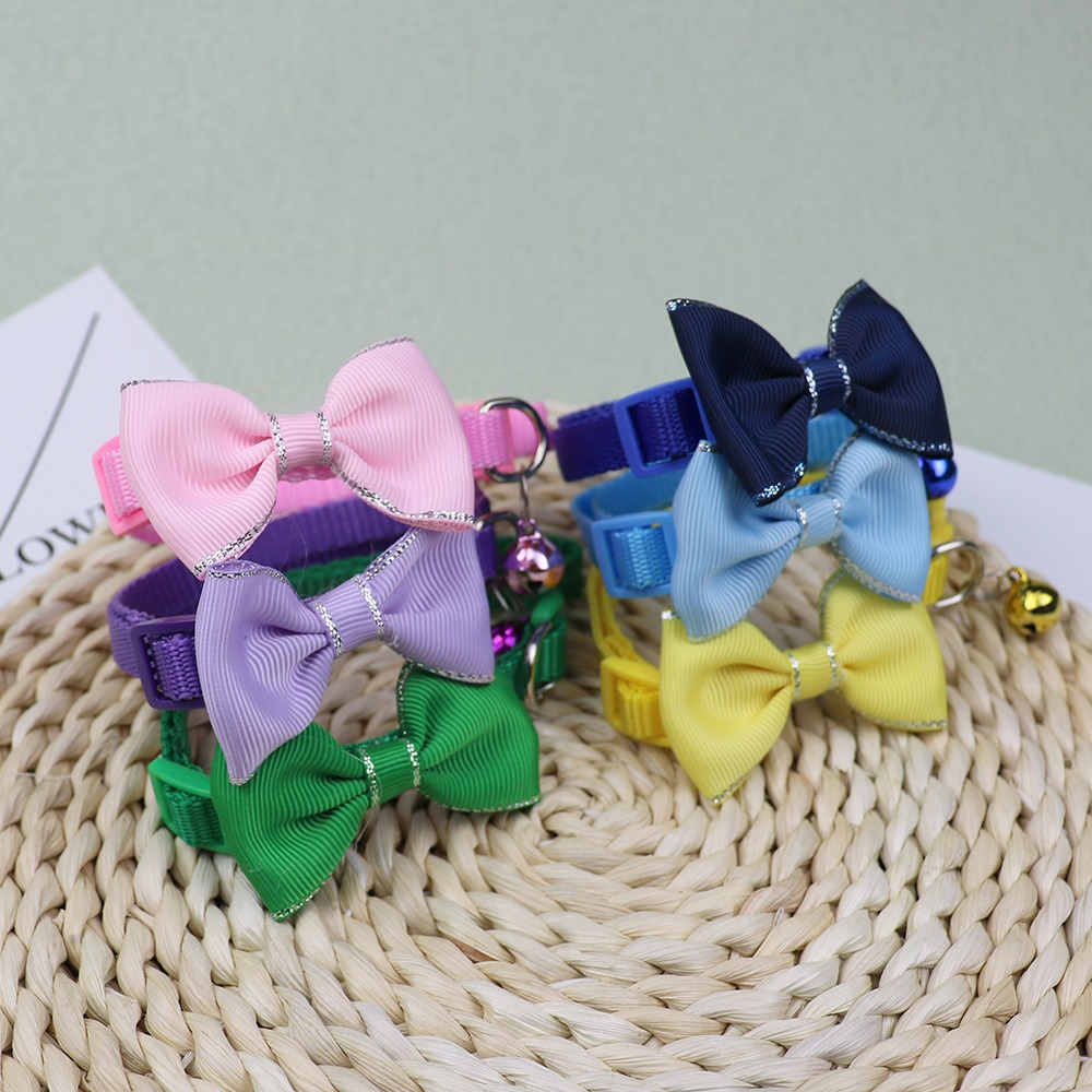 New Adjustable Pet Collars Multicolor Cute Cat Collars with Bell Bow Collars Cat Dog