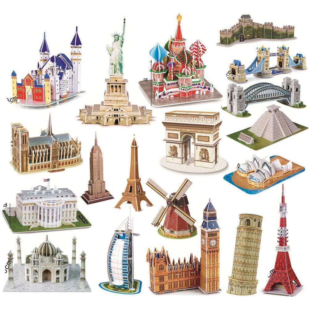 40 Style World Famous Architecture Building Model Construction 3D Jigsaw Puzzle Toys For Kids Christmas Gift