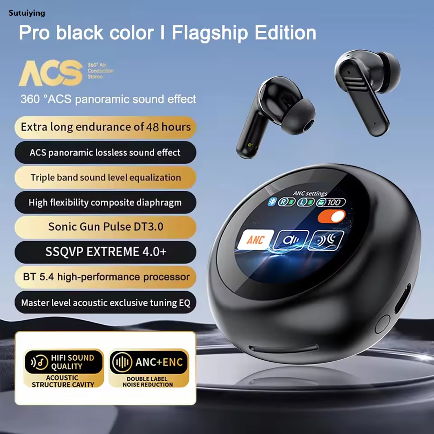 Sutuiying LX-30 Wireless Headphones ANC Noise Cancelling Bluetooth 5.4 Earphone New style Sports In-Ear Earbuds ENC Gaming Headset For iPhone Xiaomi