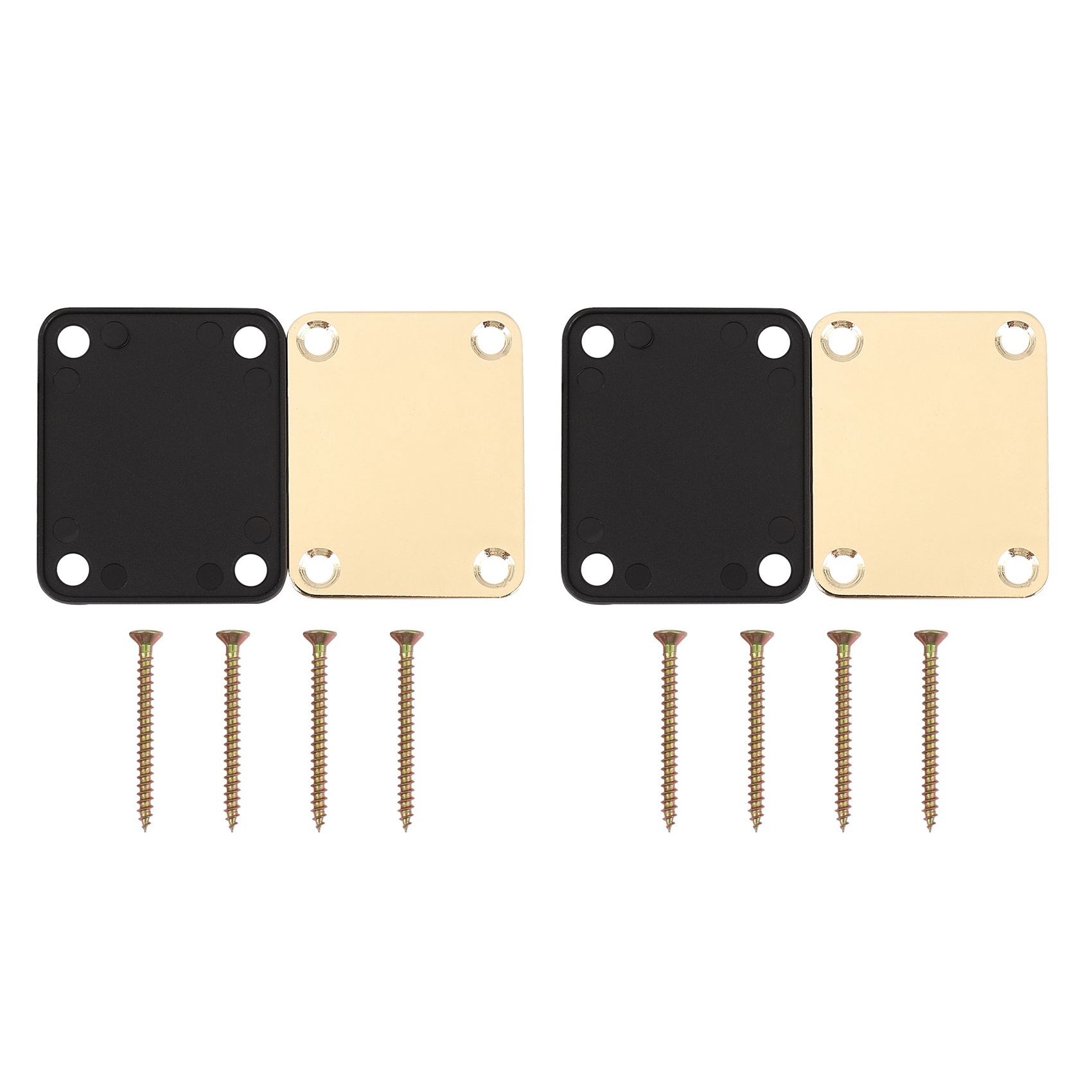 Spreeshop 2X Gold Neck Plate with 8 Screws Replacement Part for Strat Electric Guitar