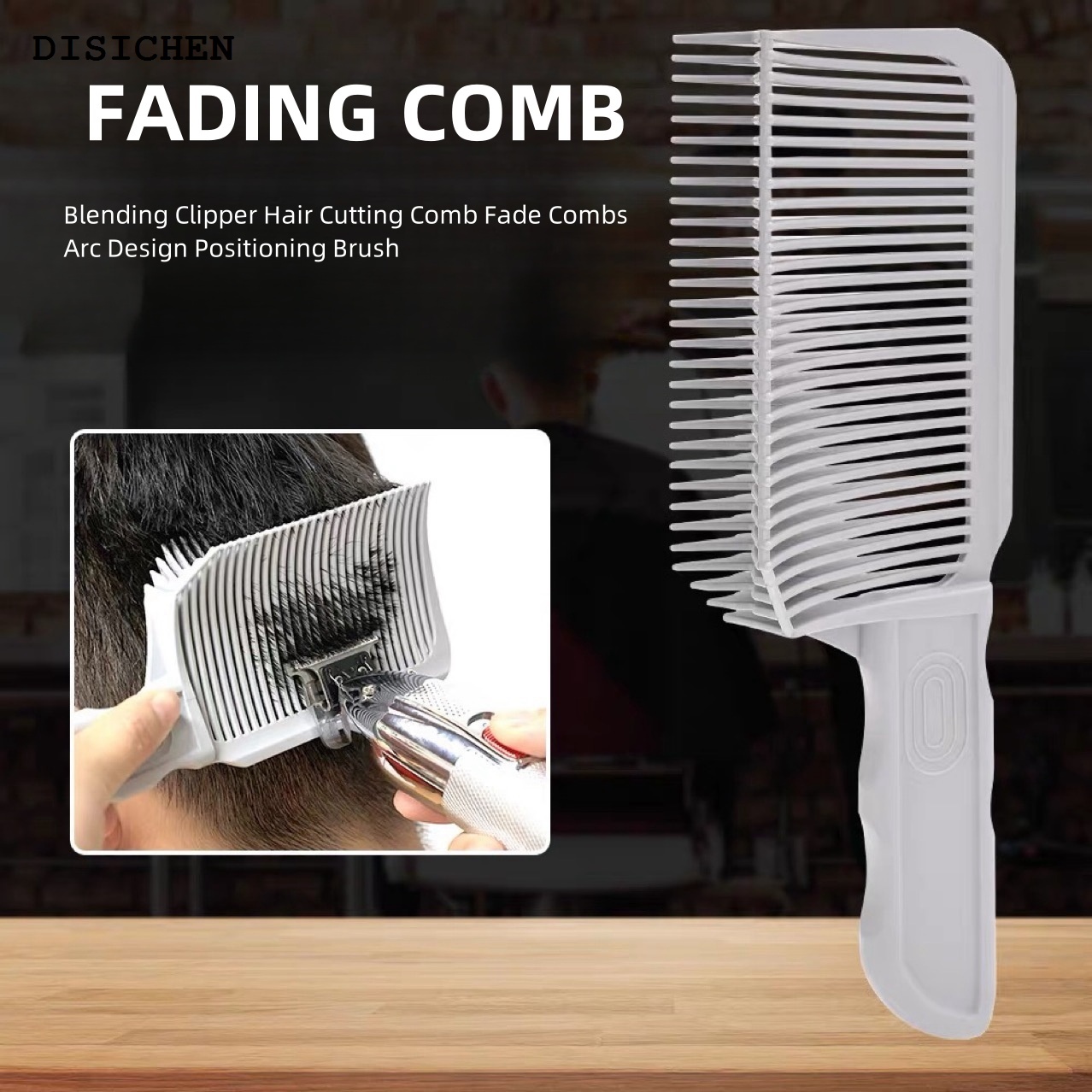 DISICHEN Portable New Fading Comb Professional Barber Hair Combs Clipper Blending Flat Top Hair Cutting Comb Arc Design Positioning Fade Brush