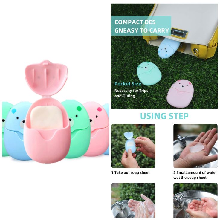 Mini Portable Paper Soap with Plastic Box for On the Go Outdoor Travel Camp Pack Of 2Pcs