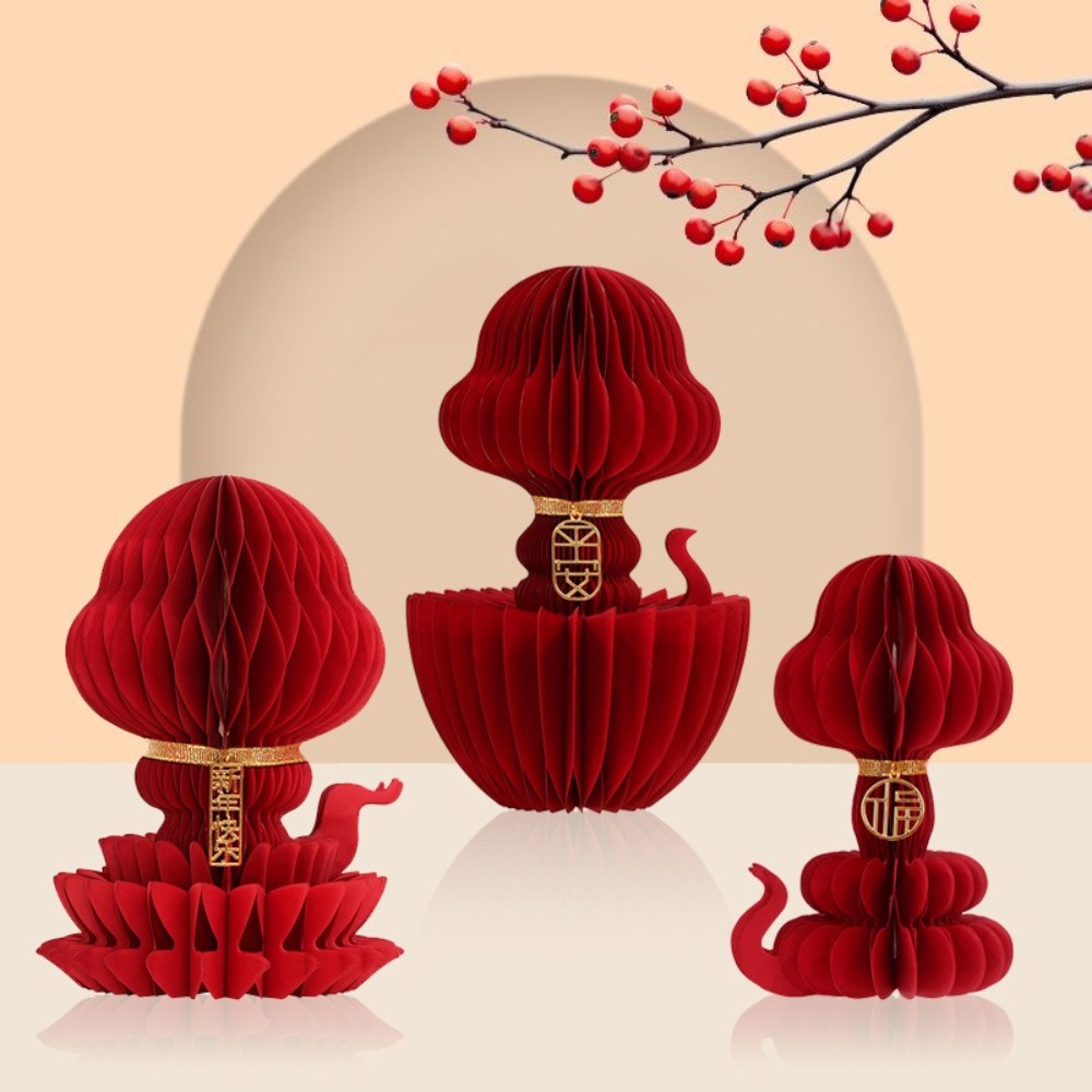 New Snake Shape Paper Honeycomb Ornament Folding DIY Paper Honeycomb Ball Handmade Light Weight Mini Desktop Ornament 2025 Chinese New Year