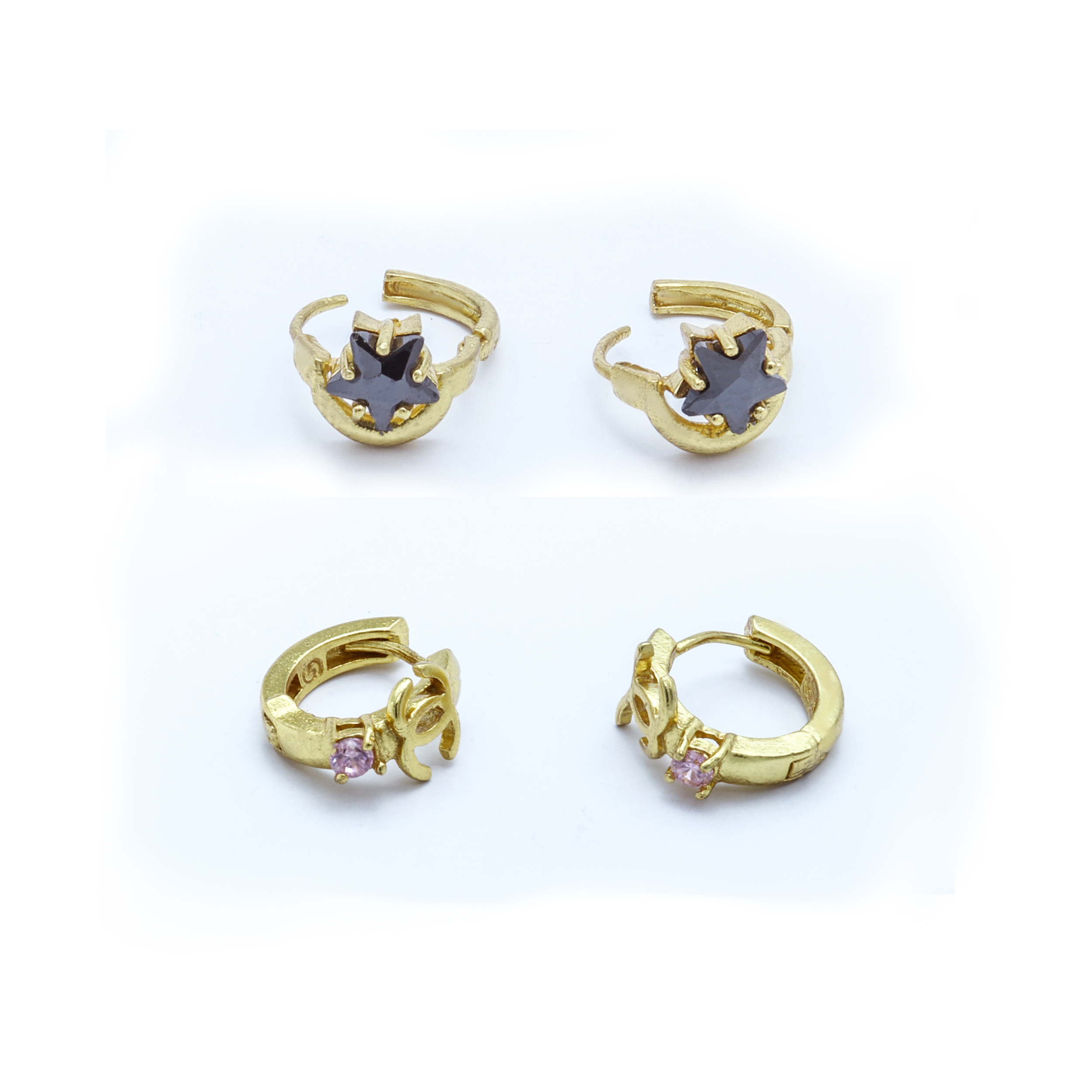 Combo Pack of Stylish Julie Stud Earrings With Black And White Stone For Women(2 pairs)