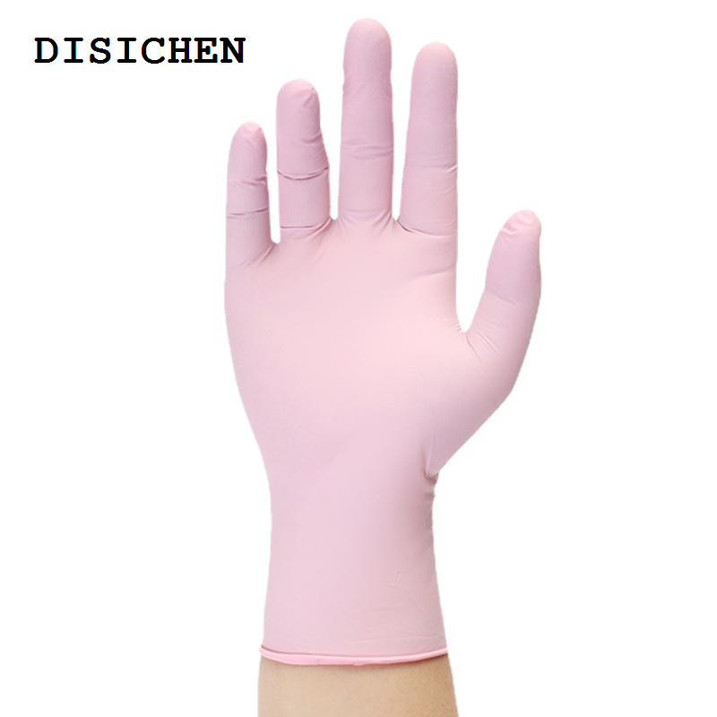 DISICHEN New style Pink Nitrile Disposable Gloves 50pcs Latex Powder Free Household Gloves for Cleaning Food Kitchen Beauty Tatoo Nail Hair Dye