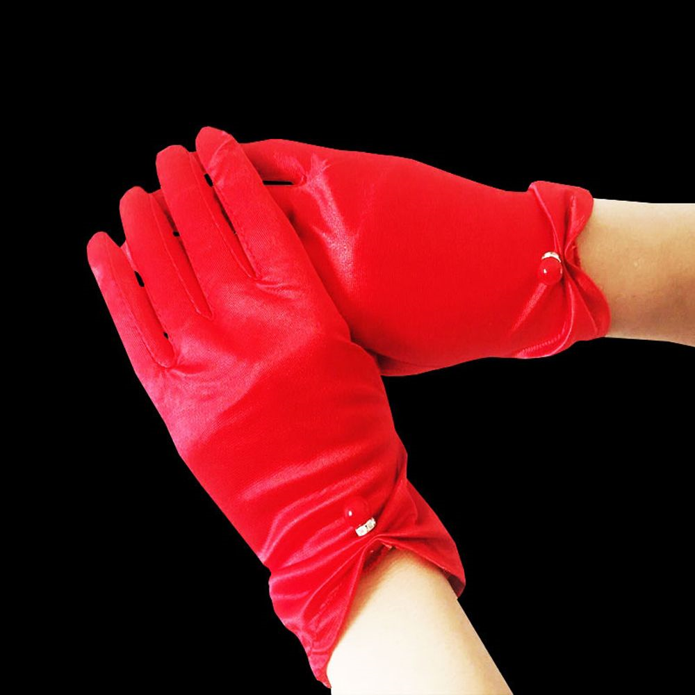 Sutuiying Party Anti-UV Satin Five Finger For Girls Bridal Driving Mittens Full Finger Gloves Women Wedding Gloves