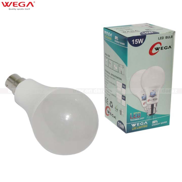 Wega 15W Led Bulb B22 Cool daylight With 2 years warranty 80% Energy saver
