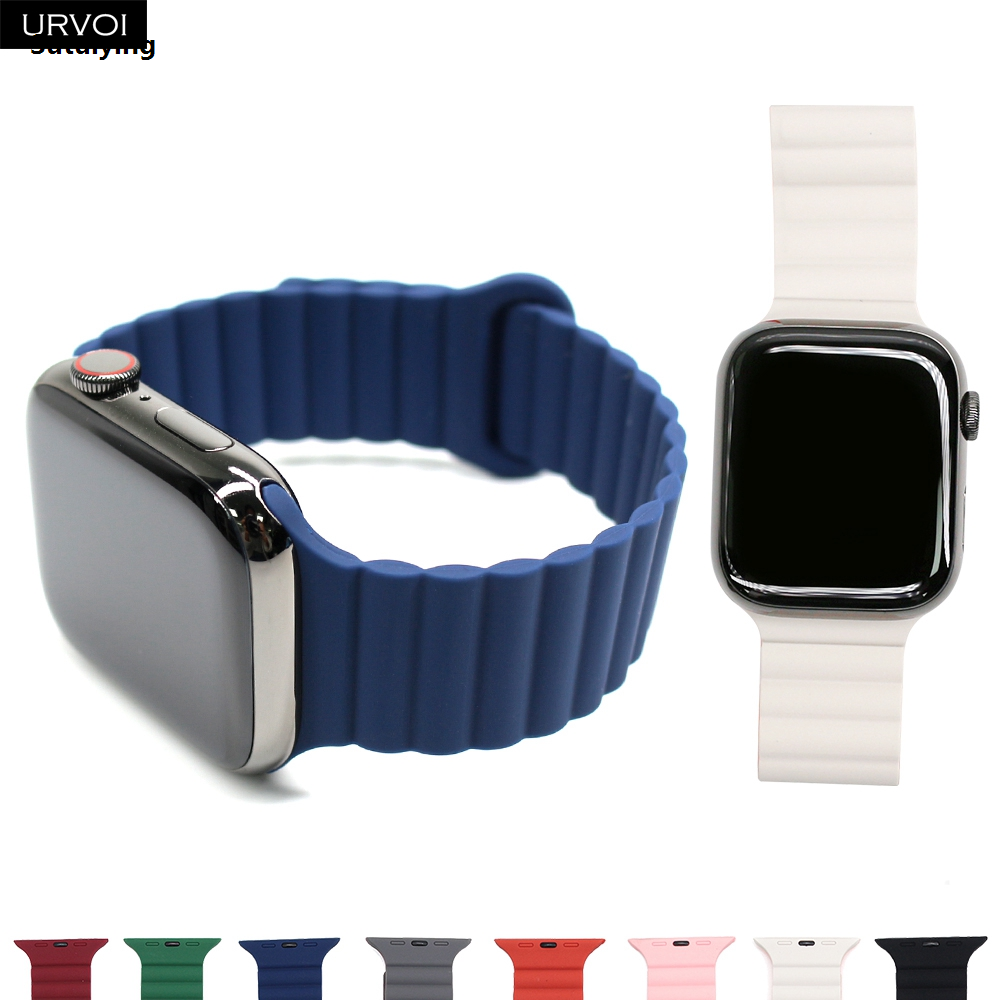Sutuiying URVOI Band for Apple Watch ultra 2 Series 10 9 8 7 6 Silicone loop 2025 strap for iWatch double colors magnet loop closure wristband