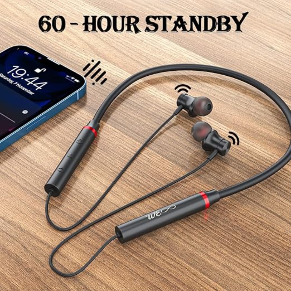 Neckband Bluetooth Earphone Wireless Headset | Deep Bass Sound & Crystal Clear Audio | Magnetic