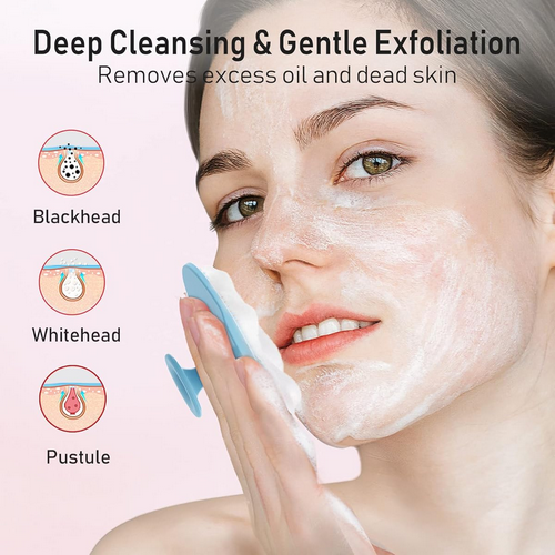 Facial Cleansing Brush - Soft Silicone Face Scrubber & Massage Tool