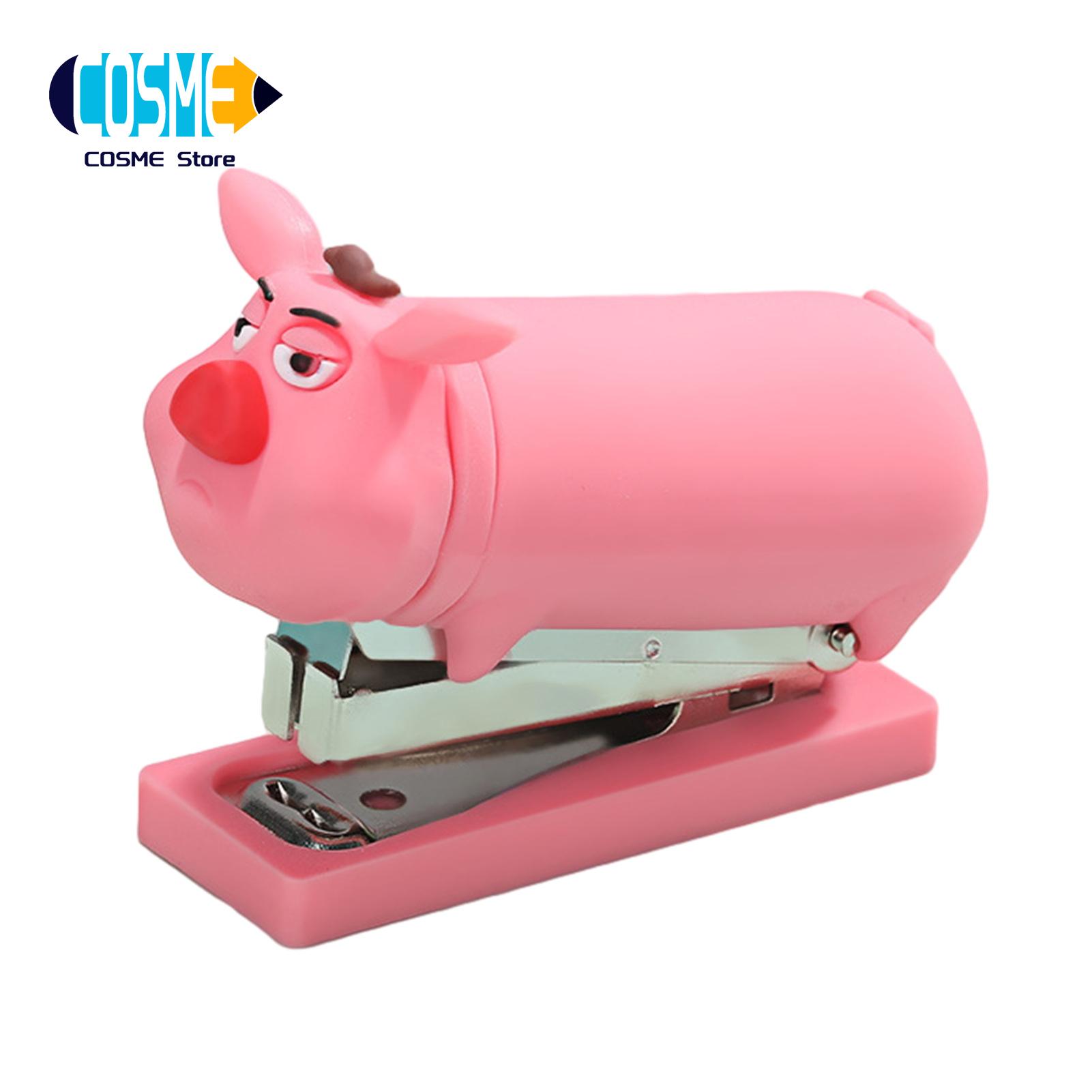 Cosme Portable Cartoon Stapler for Kids Mini Cartoon Pig Stapler Cute Portable Lightweight Pvc Handheld for School for Students for School