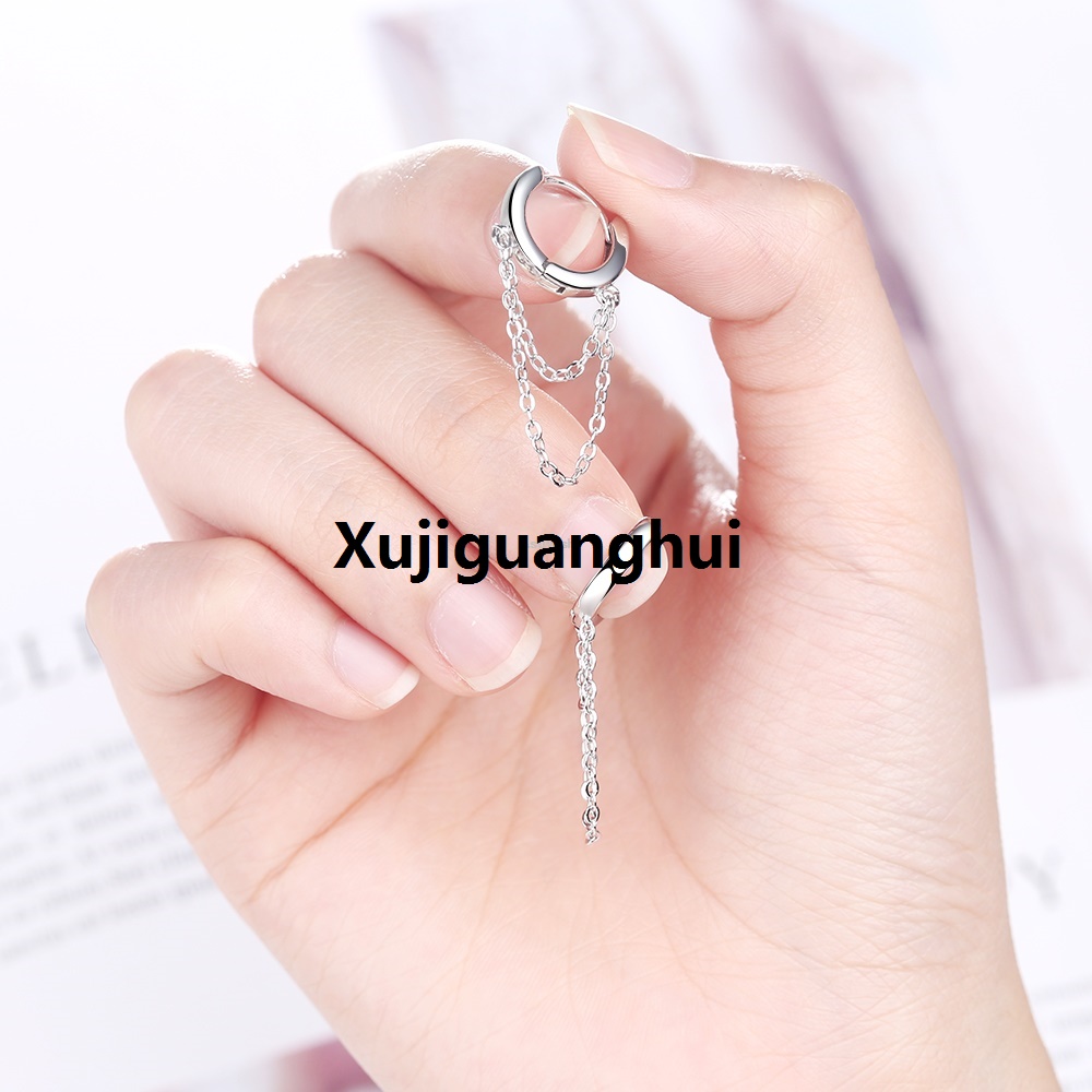 Xujiguanghui Asuwish ANENJERY Double Layer Chain Tassel Hoop EarringFifty percent discount for Women Punk Style Jewelry Best Friends Gift