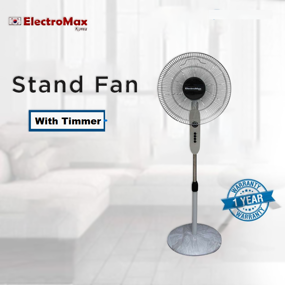 Osaka Power Stand Fan With Timer Heavy Round Base