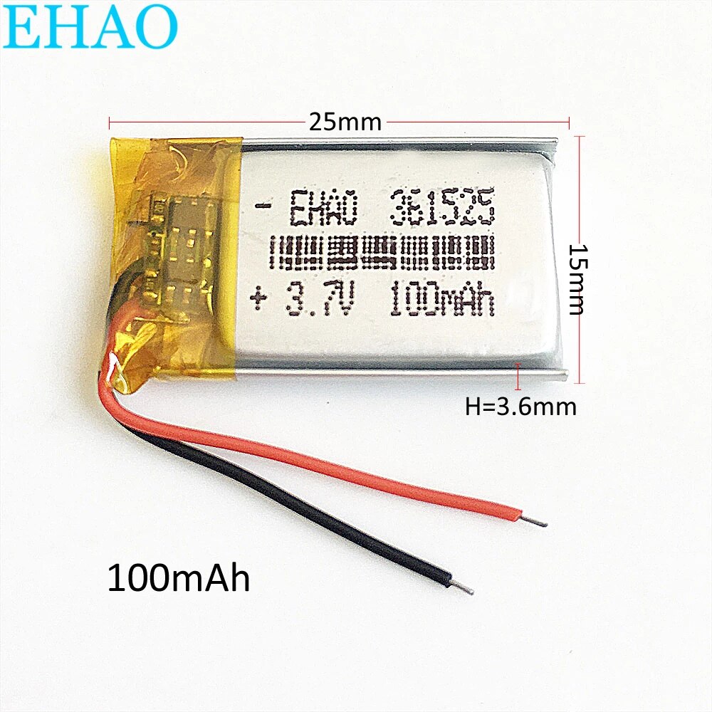 3.7V 100mAh Lithium Polymer LiPo Rechargeable Battery ion cells For Mp3 Mp4 Mp5 DIY PAD DVD E-book Bluetooth Headset